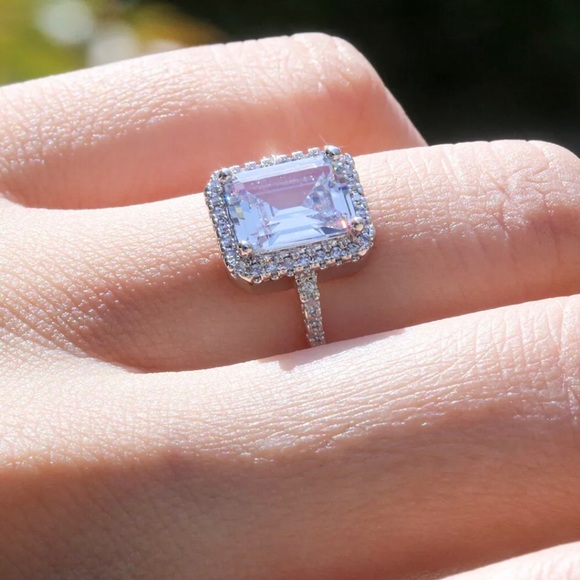 Jewelry - NWT Emerald Cut White Sapphire Ring